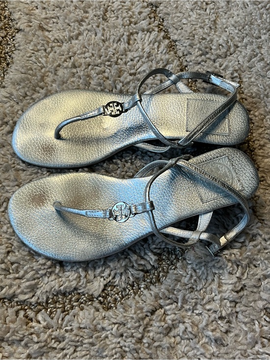 Tory Burch Shoes - Tory Burch silver metallic wedge sandals